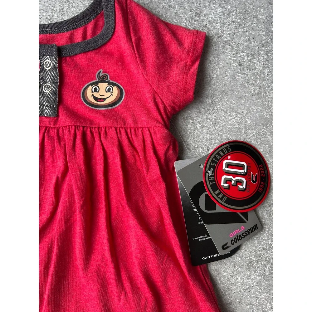 Colosseum Ohio State Buckeyes Infant Girls Red Bodysuit Dress 6-12 Months NWT‎